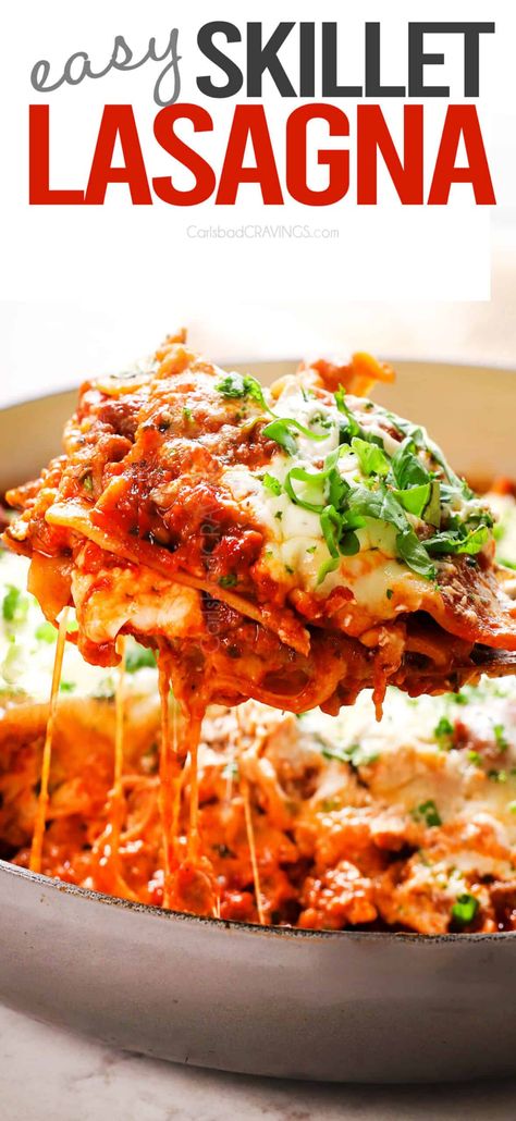 Skillet Lasagna Recipe, Rasta Pasta, Skillet Lasagna, Lasagna Recipes, Parmesan Recipe, Easy Lasagna Recipe, Lasagne Recipes, Carlsbad Cravings, Traditional Lasagna