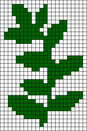 Leaf Tapestry Crochet, Crochet Grid Flower, Fern Cross Stitch, Plant Grid Pattern, Leaf Alpha Pattern, Two Color Pixel Art, Leaves Pixel Art, Pixel Leaf, Leaf Pixel Art