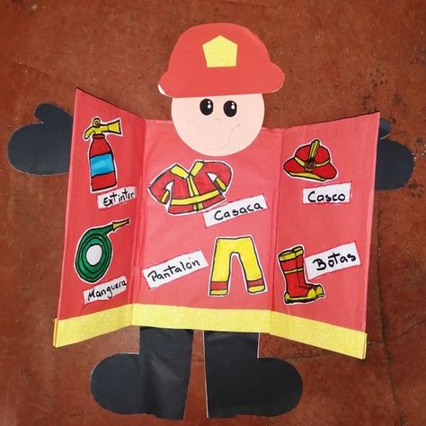 Firefighter Community Helper Preschool, Firefighter Activity, Kindergarten Science Projects, Fire Safety Preschool Crafts, Fireman Crafts, Community Helpers Preschool Crafts, Community Helpers Activities, Fire Safety Preschool, Firefighter Crafts