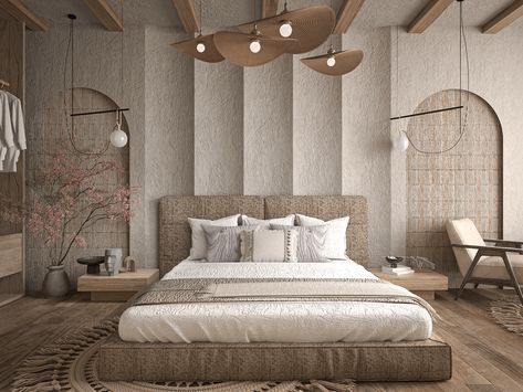 • CGI- Wabi-Sabi style bed room Design on Behance Wabi Sabi Interior Bedrooms, Wabi Sabi Bedroom Design, Bedroom Design Ideas Simple, Simple Bedroom Design Ideas, Japandi Style Bedroom, Wabi Sabi Bedroom, Japanese Style Bedroom, Bed Back Design, Simple Bedroom Design