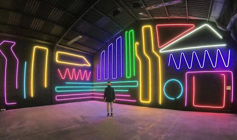 Neon Art Installation, Neon Backdrop, Neon Street, Street Murals, Spanish Street, Vbs 2023, Commercial And Office Architecture, Street Mural, Led Rope