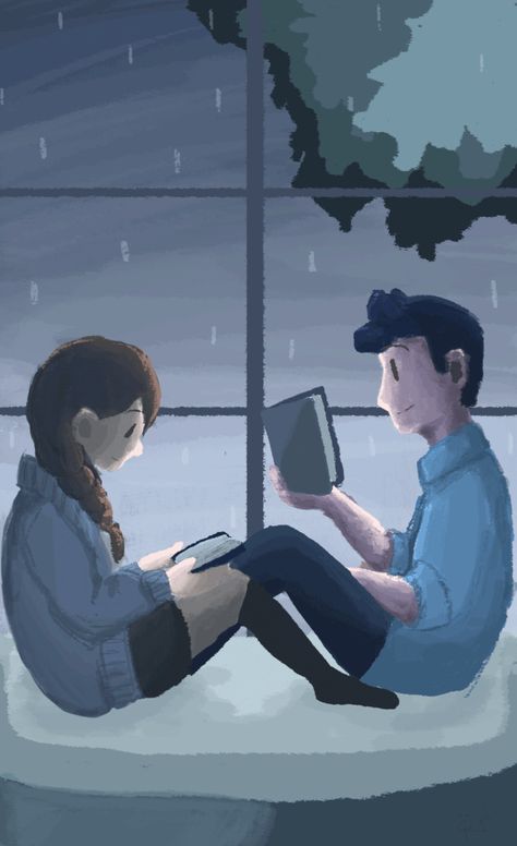 Pin for Later: 59 Things Only True Book-Lovers Understand The love you feel for a rainy day. Reading In The Rain, Read Illustration, Reading Images, Anna Martin, Magic Library, Sundae Kids, Rain Gif, Gif Wallpaper, Library Art