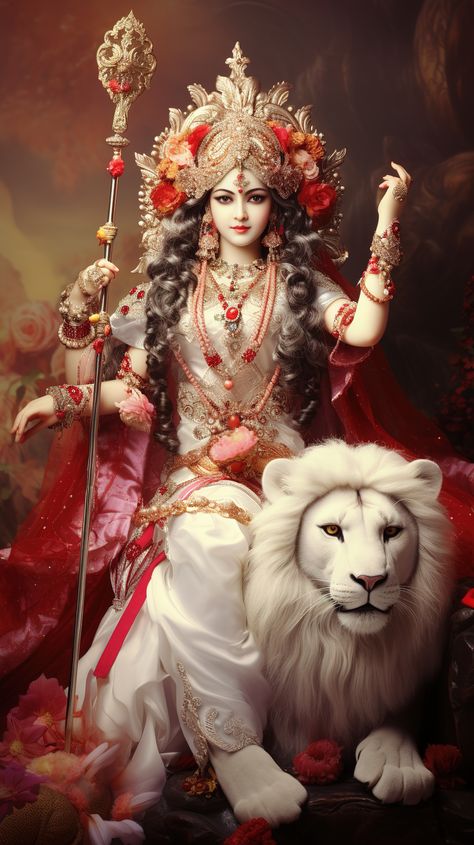 a principal form of the Goddess, also known as Devi and Shakti. Durga Maa Pictures, Maa Shakti, Navratri Devi Images, Maa Durga Photo, Durga Picture, Devi Images Hd, Aadi Shakti, Happy Navratri Images, Shakti Goddess