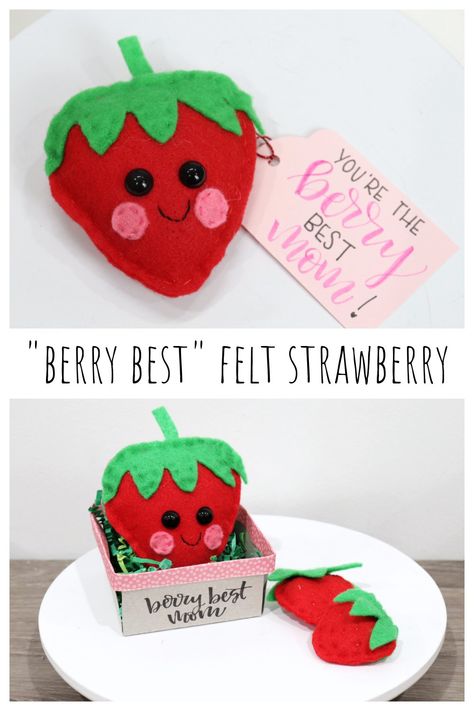 Strawberry Felt Pattern, Felt Strawberry Pattern, Felt Strawberry, Strawberry Crafts, Felt Advent Calendar, Pen Toppers, Strawberry Gifts, Hand Lettering Practice, Free Printable Tags