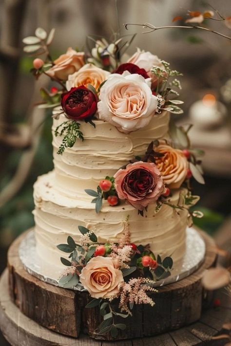 40+ Fall Wedding Ideas on a Budget We Love | HubPages Fall Wedding Cake, Wedding Ideas On A Budget, Boho Wedding Cake, Fall Wedding Ideas, Rustic Rose, Fall Cakes, Wedding Cake Rustic, Fall Wedding Cakes, Rustic Wedding Cake