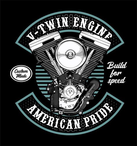 v-twin engine twin cam vector... Harley Davidson Art, Honda Shadow, American Legend, Tat Ideas, Graphic Elements, Slot Cars, American Pride, Ride On, Vector Art