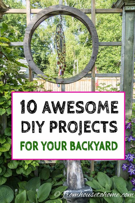 I love these awesome DIY projects for your backyard. There are all kinds of great ideas to add structure to your garden landscaping. Click through to find out more. #fromhousetohome #gardening #gardenideas #backyardideas #backyard #diyprojects #gardeningtips Outdoor Tv Screen, Diy Backyard Ideas, Backyard Shade, Garden Arbor, Easy Backyard, Outdoor Diy Projects, Backyard Diy Projects, Pergola Patio, Diy Garden Projects