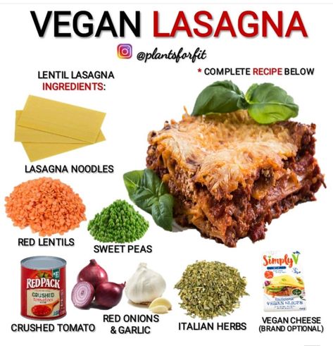 Vegan Lentil Lasagna, Lentil Lasagna, Vegan Lasagna Recipe, Vegan Lentil, Vegan Lasagna, Red Lentils, Vegan Meal Plans, Tasty Vegetarian Recipes, Vegan Meal Prep