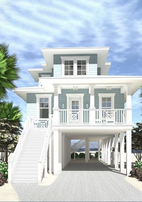 Beach House Layout, Beach Style House Plans, Bloxburg Beach House, Beach House Room, Small Beach Houses, Small House Layout, Coastal House Plans, Beachfront House, Beach House Exterior