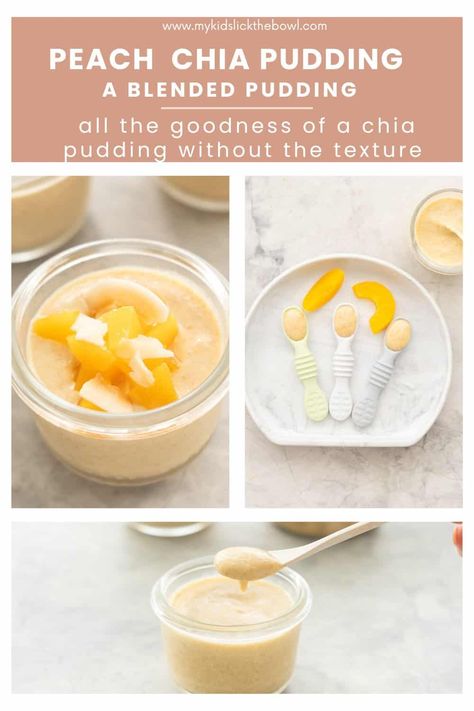 Quick to prepare, smooth, sweet and creamy All the goodness of a chia seed pudding without the texture. Perfect for snacking, breakfast, or dessert. Apricot Chia Pudding, Blended Chia Seed Pudding, Blw Breakfast, Blw Breakfast Ideas, Peach Pudding, Postpartum Meals, Baby Led Weaning Breakfast, Chia Recipe, Weekly Meals