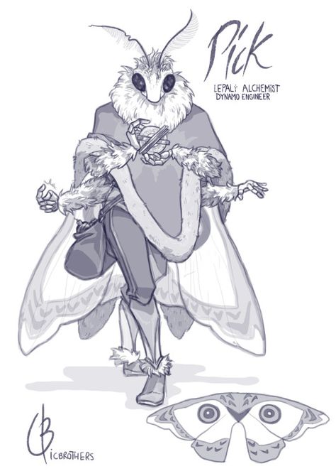 Moth Dnd Character, Anthro Bug, Moth Oc Male, Moth Humanoid, Bug Character Design, Moth Character Design, Insect Oc, Moth Character, Moth People