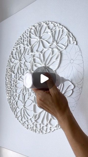 Tools For Texture Painting, Tree With Flowers Painting, How To Textured Painting, Spackle Art Flowers, How To Make 3d Paint, Diy 3d Painting, Texture Painting Flowers, 3 D Painting Ideas, Tutorial Painting Step By Step