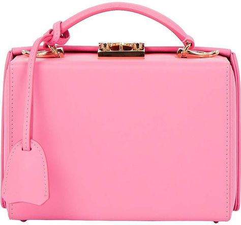 Mark Cross Grace Mini Box Bag Designer Pink Box Bag, Luxury Pink Box Bag With Top Handle, Luxury Pink Satchel For On-the-go, High-end Pink Box Bag With Top Handle, Designer Pink Box Bag With Gold-tone Hardware, Valentines Gift Guide, Arm Jewelry, Mark Cross, Box Bag