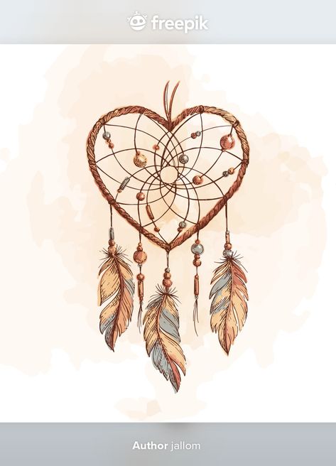 Heart Shaped Dream Catcher, Decoupage Pictures, Rustic Curtain Rods, Wall Pics, Vector Poster, Heart Illustration, Printed Backgrounds, Printed Curtains, Vintage Heart