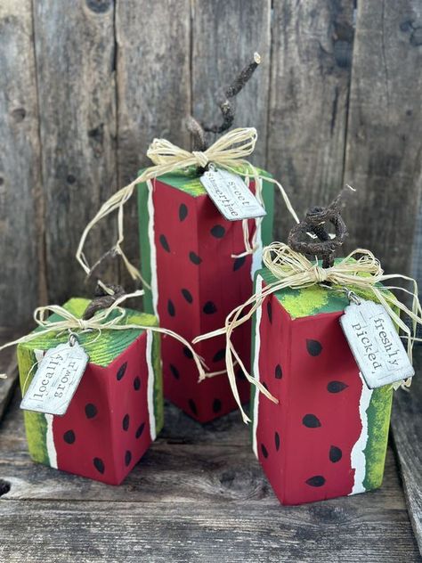 Kristy's Craft Room - Craft Sharing Group | Freshly picked from the crafting garden | Facebook Applesauce Cookies Recipes, 4x4 Crafts, Post Crafts, Applesauce Cookies, Wood Flags, Watermelon Crafts, Summer Outdoor Decor, Summertime Crafts, Trending Crafts