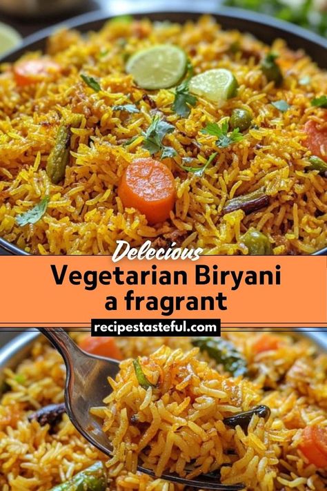 A fragrant, spiced rice dish made with basmati rice, a variety of vegetables, and aromatic herbs, perfect for a comforting meal. Basmati Rice Dishes, Biryani Rice Recipe, Vegetarian Biryani, Basmati Rice Recipes, Biryani Rice, Spiced Rice, Festive Appetizers, Christmas Recipes Easy, Rice Dish