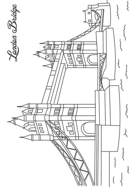 Tower Of London Drawing, Tower Bridge Drawing, London Bridge Drawing, Bridge Coloring Pages, London Art Drawing, Paddington Birthday, Earth Coloring Pages, Bridge Tattoo, Bridge Drawing