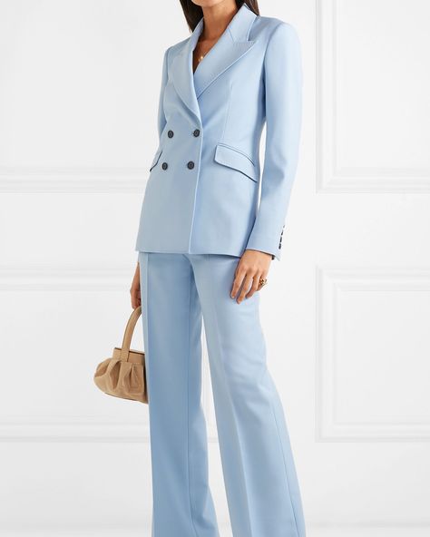 Gabriella Hearst, Work Closet, Light Blue Suit, Business Clothes, Career Women, Private Jets, Gabriela Hearst, Fantasy Closet, Business Pants