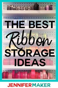 Organize your craft ribbon with these DIY ribbon storage ideas and organization hacks! Lots of DIY racks, rods, frames, shelves, boxes, bins, drawers, and containers to keep your craft room neat and organized. #diy #craftprojects #craftroom Storage Ideas, Ribbon Storage Ideas, Diy Ribbon Storage, Shelves Boxes, Diy Rack, Jennifer Maker, Ribbon Storage, Storage Organizers, Frame Shelf