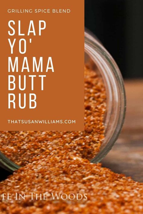 Slap yo' Mama Butt Rub is the perfect spice rub for pork or chicken. #ribs #pork #bbq #chicken #venison #recipe Funeral Meals, Roadhouse Recipes, Pork Rub Recipe, Rub Seasoning, Rib Rub Recipe, Bbq Rub Recipe, Chicken Ribs, Homemade Rubs, Bbq Dry Rub