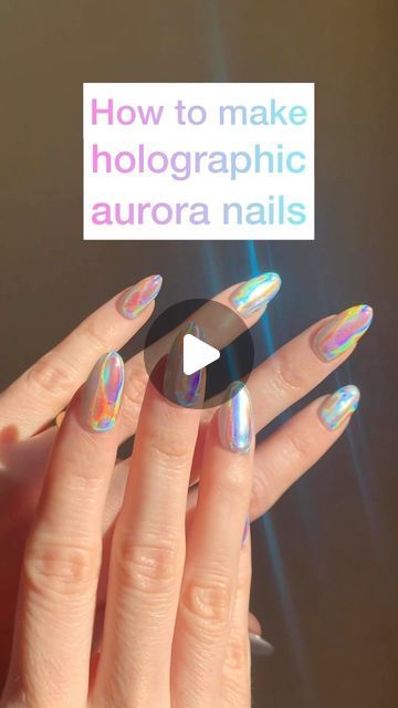 Hologram Chrome Nails, Hologram Nails Design, How To Aura Nails, Aurora Nails Design, Aurora Chrome Nails, Aura Nails Tutorial, Hologram Nails, Holographic Nail Designs, Aura Nails