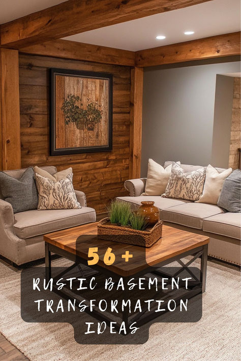 Discover 56 cozy rustic basement ideas that transform your space into a warm and inviting retreat 🌾. From reclaimed wood accents to stone fireplaces, these designs incorporate natural elements and cozy textures. Ready to turn your basement into a rustic haven? Click to explore all the cozy ideas! #RusticBasement #CozyRetreat #NaturalElements #ReclaimedWood #StoneFireplace #WarmSpaces #HomeInspiration Divided Basement Ideas, Cabin Style Basement, Reclaimed Wood Tv Wall, Rustic Basement Design Ideas, Dark And Moody Basement, Mountain Home Decor Ideas, Lodge Basement Ideas, Mountain House Interior Design, Rustic Basement Decor