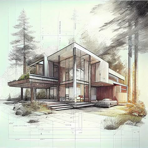 Luxury house architecture drawing sketch... | Premium Photo #Freepik #photo #house-blueprint #house-sketch #architecture-design #architecture-plan Interior Architecture Sketch, House Design Drawing, Architect Sketch, Architecture Drawing Presentation, Architecture Blueprints, Furniture Design Sketches, Perspective Drawing Architecture, Interior Design Renderings, Monochrome Makeup Look