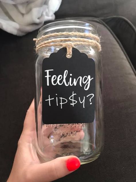 wedding bar tip jar Clever Tip Jars, Tip Jar Ideas For Bartenders, Tip Jar Decorating Ideas, Bartending Tip Jar Ideas, Cute Tip Jars For Bartenders, Tip Jar For Bartender At Wedding, Musician Tip Jar Ideas, Bartender Tip Jar Ideas Wedding, Tip Jar Painting Ideas