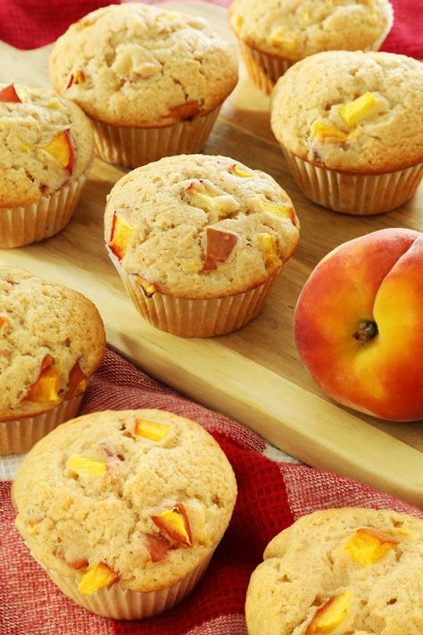 An easy recipe for peach muffins that is perfect for peach season. A simple yet flavorful on the go breakfast for Summer. Things To Make With Peaches, Peach Muffin Recipes, On The Go Breakfast, Peach Muffins, Seasonal Baking, Moist Muffins, Weekend Crafts, One Last Time, Muffin Recipes