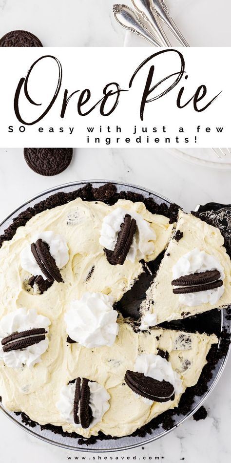 EASY Oreo Pie Easy Oreo Pie No Bake, Oreo Pie Dessert, Things To Make With Oreos Simple, Oreo Cookie Pie Crust Recipe, Oreo Pie Crust Recipe No Bake, Oreo Cream Cheese Pie, Oreo Crust Pie, Oreo Pie No Bake, Oreo Pie Crust Recipe