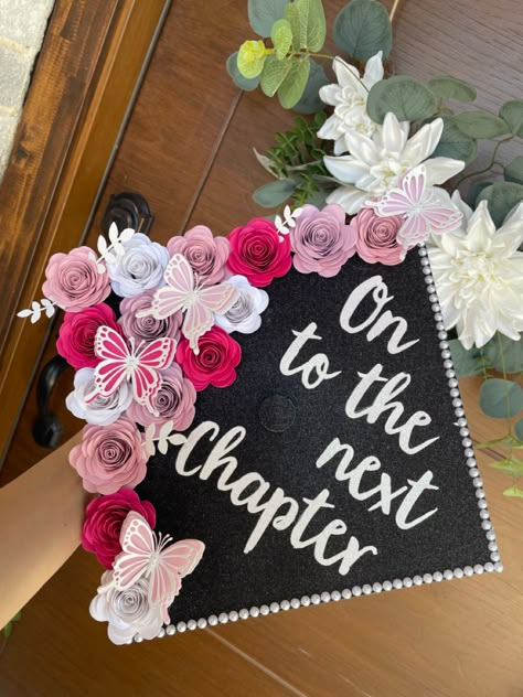 Mommy I Did It Graduation Cap, Cute Cap For Graduation, Cute Cap Graduation Ideas, Nursing High School Graduation Cap, Short Graduation Cap Quotes, Hot Pink Grad Cap, The Start Of Something New Grad Cap, Flower Cap Decoration Graduation, Cap And Grown Decorations