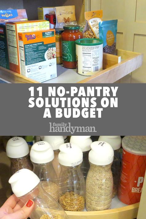 No Pantry, No Kitchen Pantry Storage Solutions, Pantry Solutions, No Pantry Solutions Apartment, Snack Storage Ideas No Pantry, Kitchen Food Storage Ideas No Pantry, No Pantry Solutions Kitchens, Kitchen Without Pantry, No Pantry Solutions