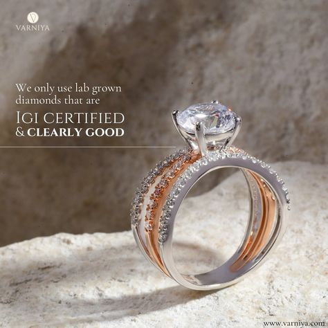 Elevate your elegance with Varniya’s exclusive collection of lab-grown diamonds, all certified by IGI (International Gemological Institute) for exceptional quality and clarity💎Discover the brilliance of sustainable luxury today, head to our website today ✨ . . . Lab grown diamond engagement ring jewellery sustainable ethical affordable solitaire ring igi certified Lab Grown Diamond Jewellery, Lab Grown Diamond Engagement Ring, Lab Grown Diamonds Engagement, Diamond Jewellery, Jewelry Rings Engagement, Solitaire Ring, Exclusive Collection, Diamond Engagement Ring, Lab Grown