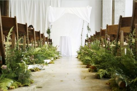 Fern Wedding, Indoor Garden Wedding, Instead Of Flowers, Garden Weddings Ceremony, Woodsy Wedding, 카페 인테리어 디자인, Indoor Ceremony, Aisle Decor, Botanical Wedding