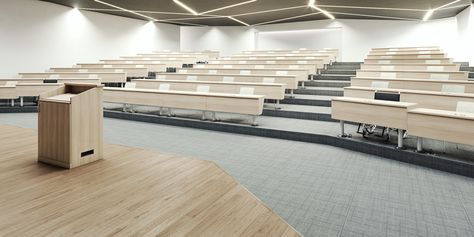 Collage Classroom Interior, Assembly Hall Design, School Auditorium Design Interiors, Lecture Hall Plan, Lecture Hall Design, Lecture Hall Architecture, School Multipurpose Hall Design, Application Ideas, Meeting Hall