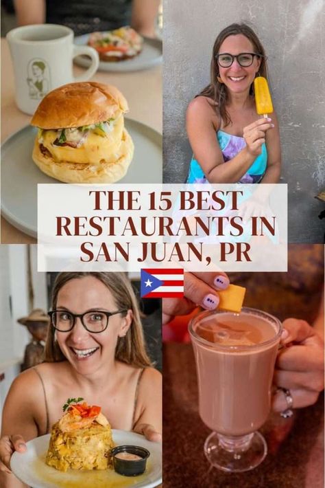 Planning a trip to San Juan Puerto Rico and wondering what the best restaurants are? We've got you covered! Here is a list of the 15 best places to eat in San Juan. San Juan Puerto Rico Food, San Juan Things To Do, San Juan Puerto Rico Vacation, Traditional Puerto Rican Food, Best Restaurants In Puerto Rico, Places To Go In Puerto Rico San Juan, Puerto Rico Restaurants, San Juan Puerto Rico Restaurants, Visit Puerto Rico