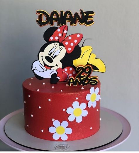 Turning Red Cake, Ballerina Birthday Cake, Mickey Birthday Cakes, Minnie Mouse Cake Topper, Mickey Mouse Birthday Cake, Bolo Minnie, Minnie Birthday Party, Christmas Holiday Cake, Minnie Cake