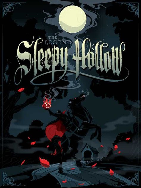 Sleepy Hollow Poster, Sleepy Hollow Disney, Sleepy Hollow Halloween, Sleepy Hallow, The Legend Of Sleepy Hollow, Legend Of Sleepy Hollow, Halloween Kunst, Hollow Art, Headless Horseman