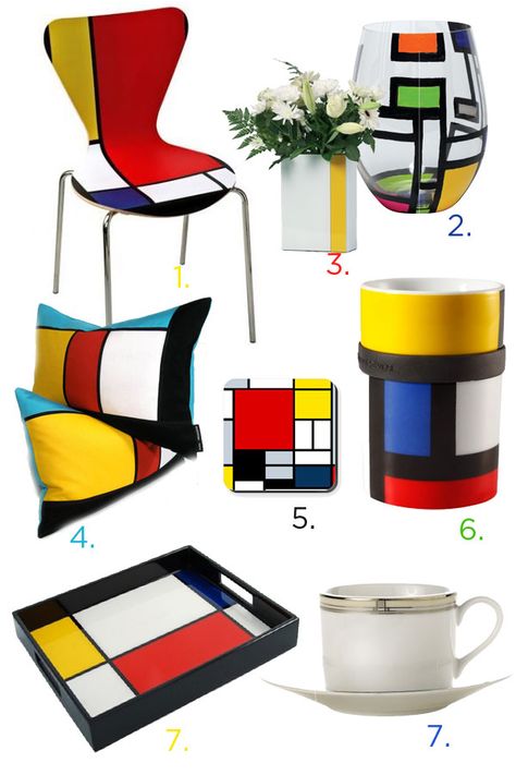 Mondrian Inspired Home Accessories — Eat Well 101 Smart Home Ideas, Home Design Store, Mondrian Art, Deco Kitchen, Art Deco Kitchen, Style Deco, Smart Home Technology, Piet Mondrian, Home Tech