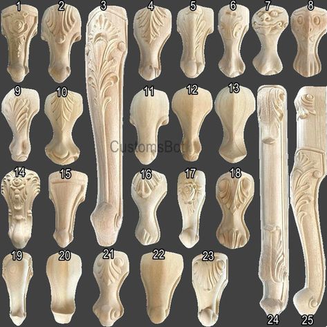 Unpainted Wood Carved Furniture Legs 1pc Cabinet Leg Table - Etsy Furniture Screws, Wood Appliques, Carved Furniture, Furniture Feet, Strongest Glue, Cabriole Legs, Painting Services, Wood Carved, Furniture Legs