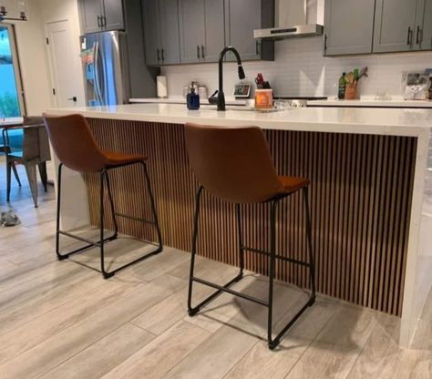 Wood Slats for Kitchen Island - Etsy Sweden Brick Kitchen Island, Kitchen Island Panels, Modern Rustic Kitchen, Wood Island, Wood Slat Wall, Brick Kitchen, Rustic Modern Kitchen, Sun Valley, Slat Wall