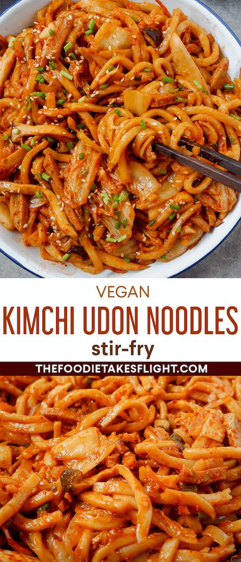 Kimchi Noodles Recipe, Kimchi Noodles Stir Fry, How To Use Kimchi In Recipes, Kimchi Udon Noodles, Things To Eat With Kimchi, Udon Noodle Stir Fry Vegetarian, Kimchi Noodle Recipe, Kimchi Recipes Dinner, Udon Kimchi