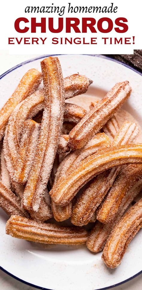 Perfect Homemade Churros Spanish Churros Recipe, Churro Recipes, Homemade Churro, Make Churros, Homemade Churros Recipe, Churro Recipe, Easy Churros, Easy Churros Recipe, Spanish Churros