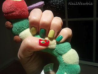 31 day challenge - day 24 inspired by a book - Hungry Caterpillar nails Very Hungry Caterpillar Nail Art, The Very Hungry Caterpillar Nails, Pikmin Nails, Hungry Caterpillar Nails, Twee Nails, Caterpillar Nails, Hungry Hungry Caterpillar, The Hungry Caterpillar, 31 Day Challenge