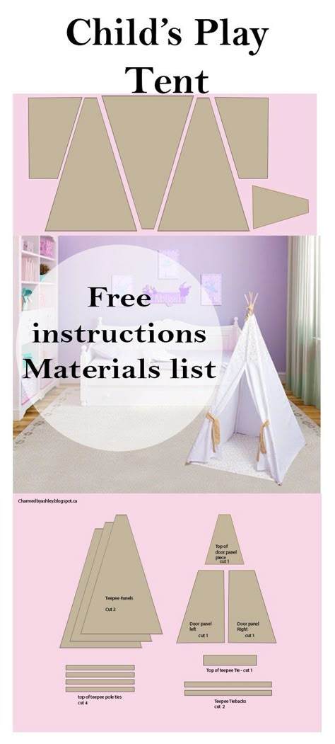 childs Teepee free instructions | Charmed By Ashley Boys Teepee, Teepee Tutorial, Diy Kids Teepee, Fabric Teepee, Diy Teepee Tent, Teepee Pattern, Diy Kids Tent, Diy Teepee, Hostess Cupcakes