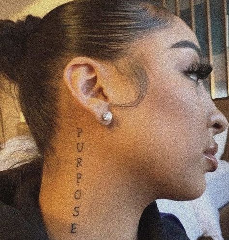 46 Tattoo, Simple Neck Tattoos, Neck Tattoo Women, Female Neck, Girl Neck Tattoos, Side Neck Tattoo, Neck Tattoos Women, Black Girls With Tattoos, Omerta Tattoo