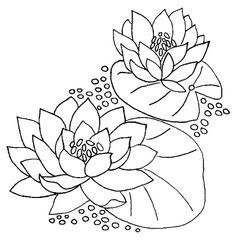 Embroidery pattern water lily Brush Embroidery, Pola Sulam, Embroidery Flowers Pattern, 자수 디자인, Stitch Art, Applique Patterns, Hand Embroidery Patterns, Silk Painting, Ribbon Embroidery