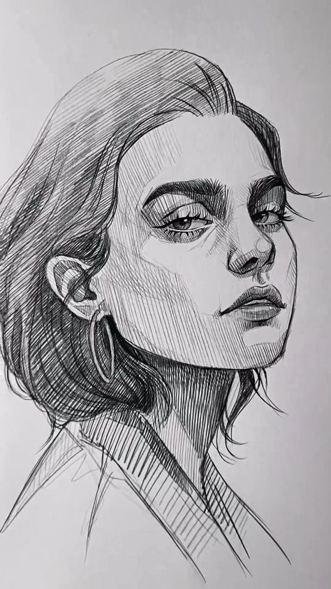 Face Sketch Reference Realistic, Realistic Human Drawing Sketch, Human Faces Sketches, Realistic Face Drawing Reference, Sketch People Face, Simple Portrait Sketch, Realistic Faces Drawings, Pencil Sketches Scenery, Ink Drawing Portrait