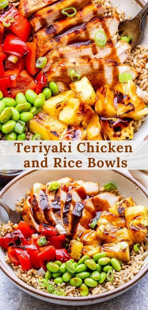 Teriyaki Chicken And Rice, Healthy Bowls Recipes, Avocado Dip, Rice Bowls Recipes, Healthy Bowls, Health Dinner, Chicken And Rice, Health Dinner Recipes, Think Food