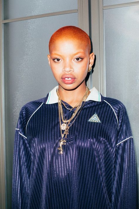 Titania  Slick Woods Slick Woods, Sagittarius Rising, Twa Hairstyles, Buzzed Hair, Bald Hair, Culture Magazine, Bald Women, Shaved Head, Dye My Hair